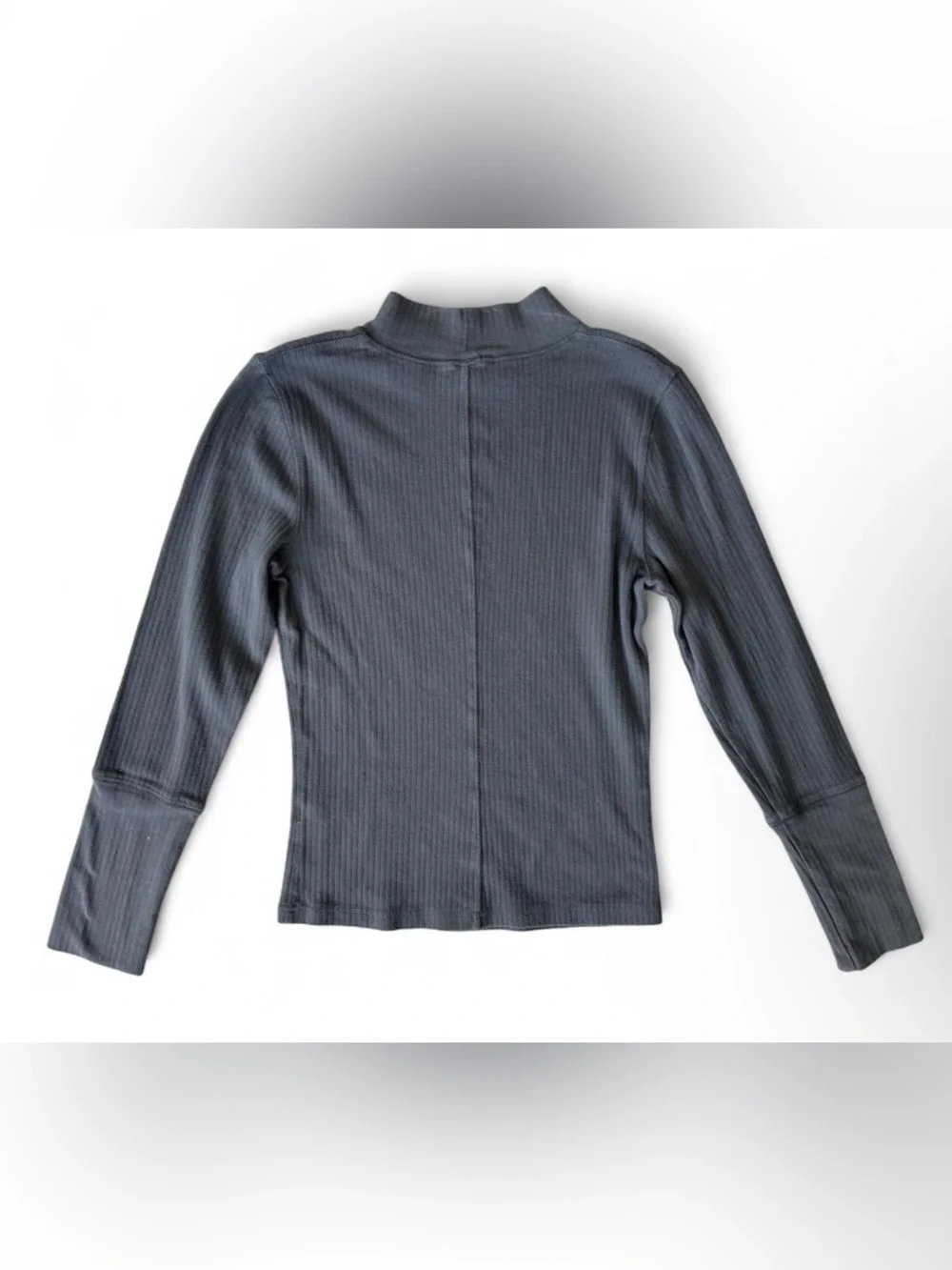 FREE PEOPLE Ribbed Mock Neck Long Sleeve Sweater - Rust and Charcoal - Medium